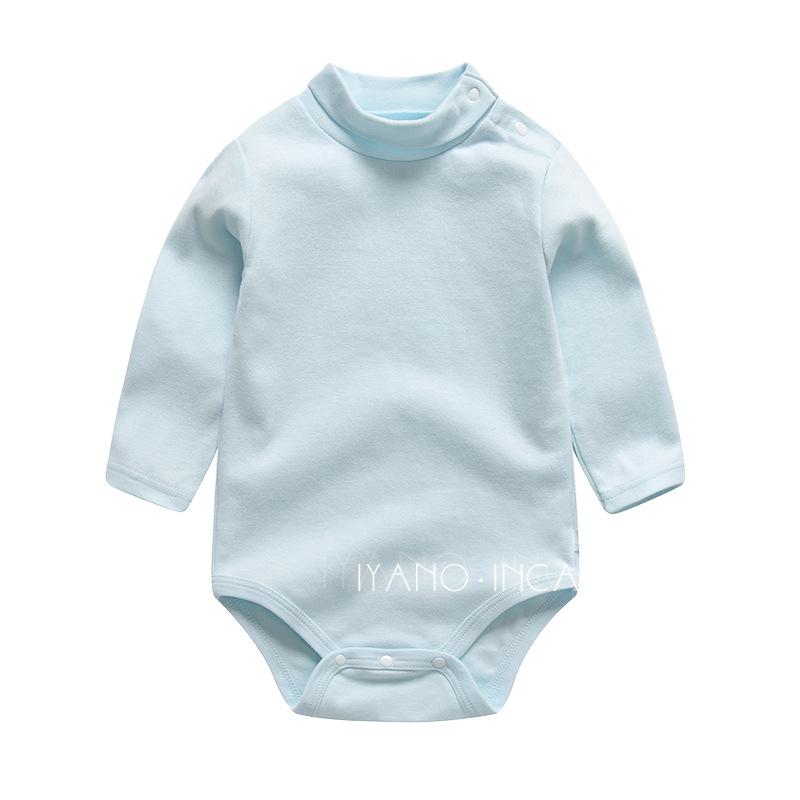 

Japanese Style Combed Cotton Baby Bodysuit - High Neck, Long Sleeve, Autumn Pullover Romper 86 CM (original 100 code) светло-синий