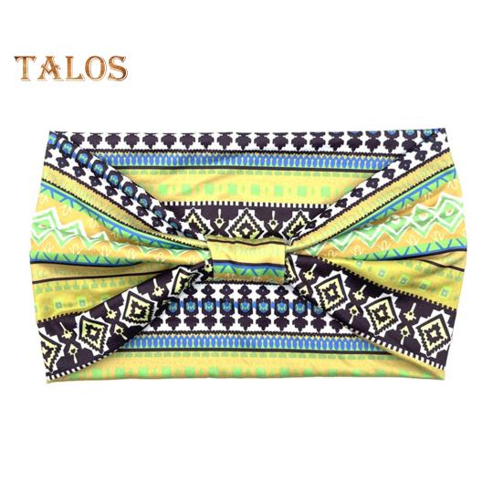 Women Elastic Headband Wide Design Floral Pattern Knotted Hair Band Non Slip Sweat Headband Yoga Running Sport Hair Accessories