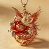 Handgefertigte Chinesische Phönix Anhänger Halskette Zinklegierung Emaille Schmuck Damen Herren Vintage Stil Geschenk