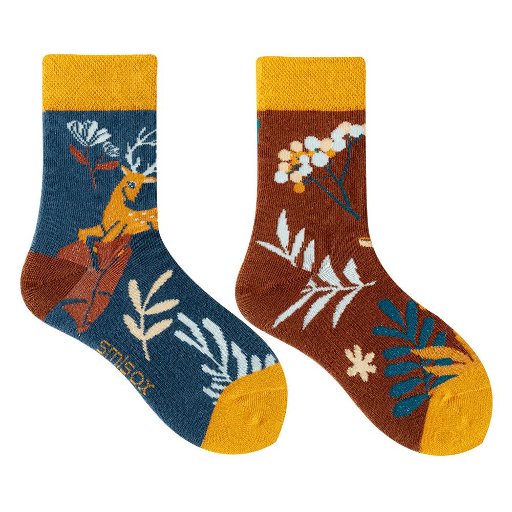 Children's Asymmetrical Cartoon Mid-Calf Socks - Colorful Parent-Child Style, Trendy Fashion for Kids