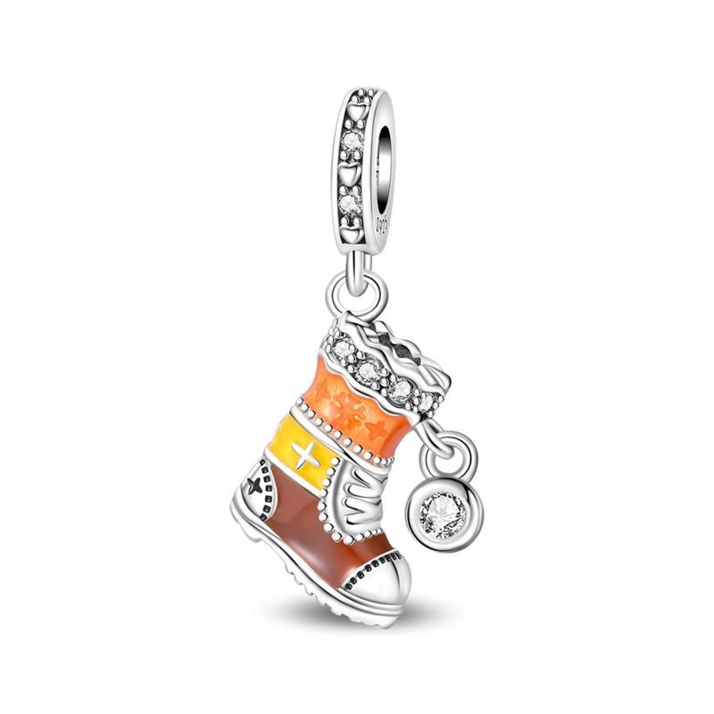 Sparkling Copper Rotating Snowflake & Crystal Snowball Fit Original Bracelet Women Necklace Diy Fine Jewelry