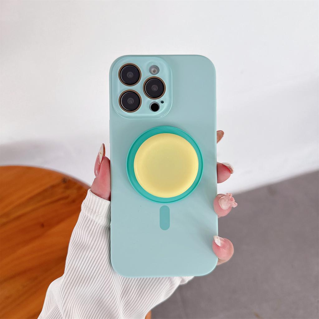 Cute Folding Bracket Kickstand Candy Color Summer Phone Case for iPhone 12 13 14 15 16 Pro Max Wireless Charging Magnetic Cover