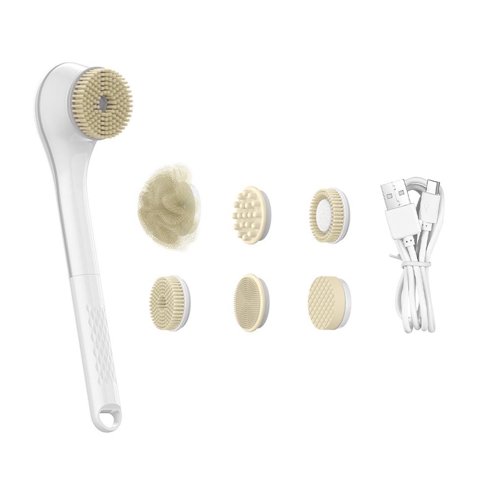 

Electric shower brush, rechargeable, waterproof IPX7, 3-speed 6-in-1, wireless shower brush head, lazy scrubbing tool Yes білий