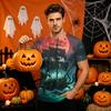 Men's Short Sleeve Halloween Print Round Neck T-Shirt for Casual Party Wear
