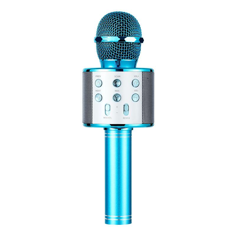 Wireless Bluetooth Karaoke Microphone for Kids, 5-in-1 Portable Handheld Karaoke Mic Speaker Player Recorder with Adjustable Remix FM Radio