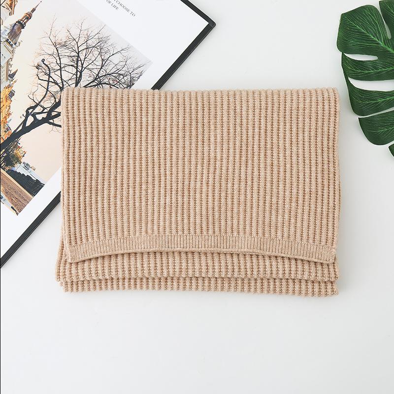 Korean version of autumn and winter new imitation cashmere scarf knitted double-sided striped corn pattern student female solid color shawl