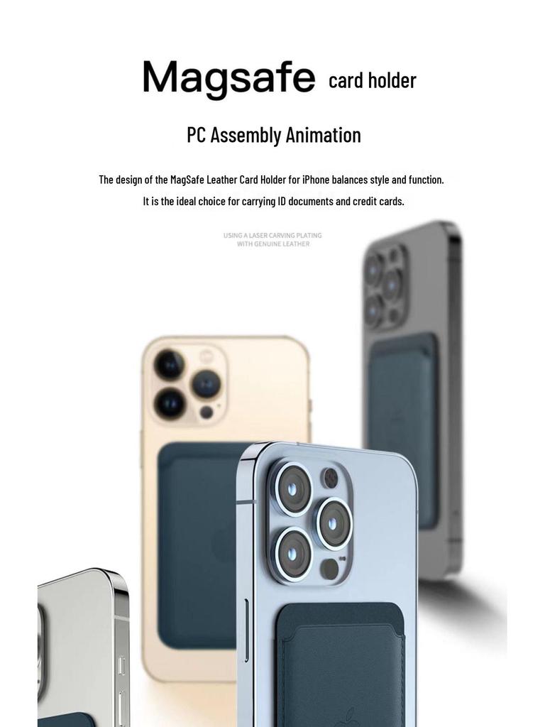 Magnetic Leather Card Holder Case for iPhone 14/13/12 with MagSafe Compatibility