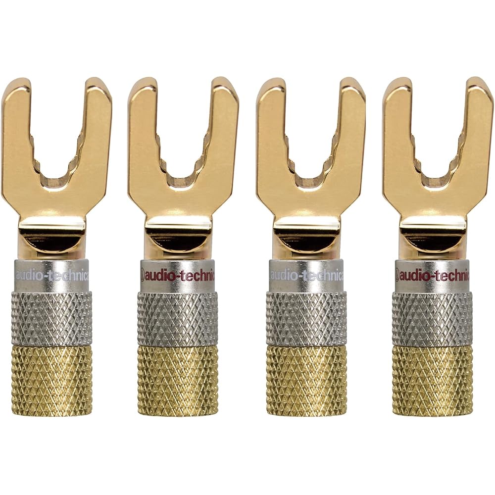 Audio-Technica AT6306 Solderless Y-Lug Screw-Type Speaker Terminal, Brass, Gold Plated