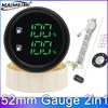 Green 52mm Fuel Level Gauge 2in1 + 0-190 Ohm Fuel Float Sensor Oil Tank Meter For Car Boat RV Yacht Indicator + Red Aalrm Light