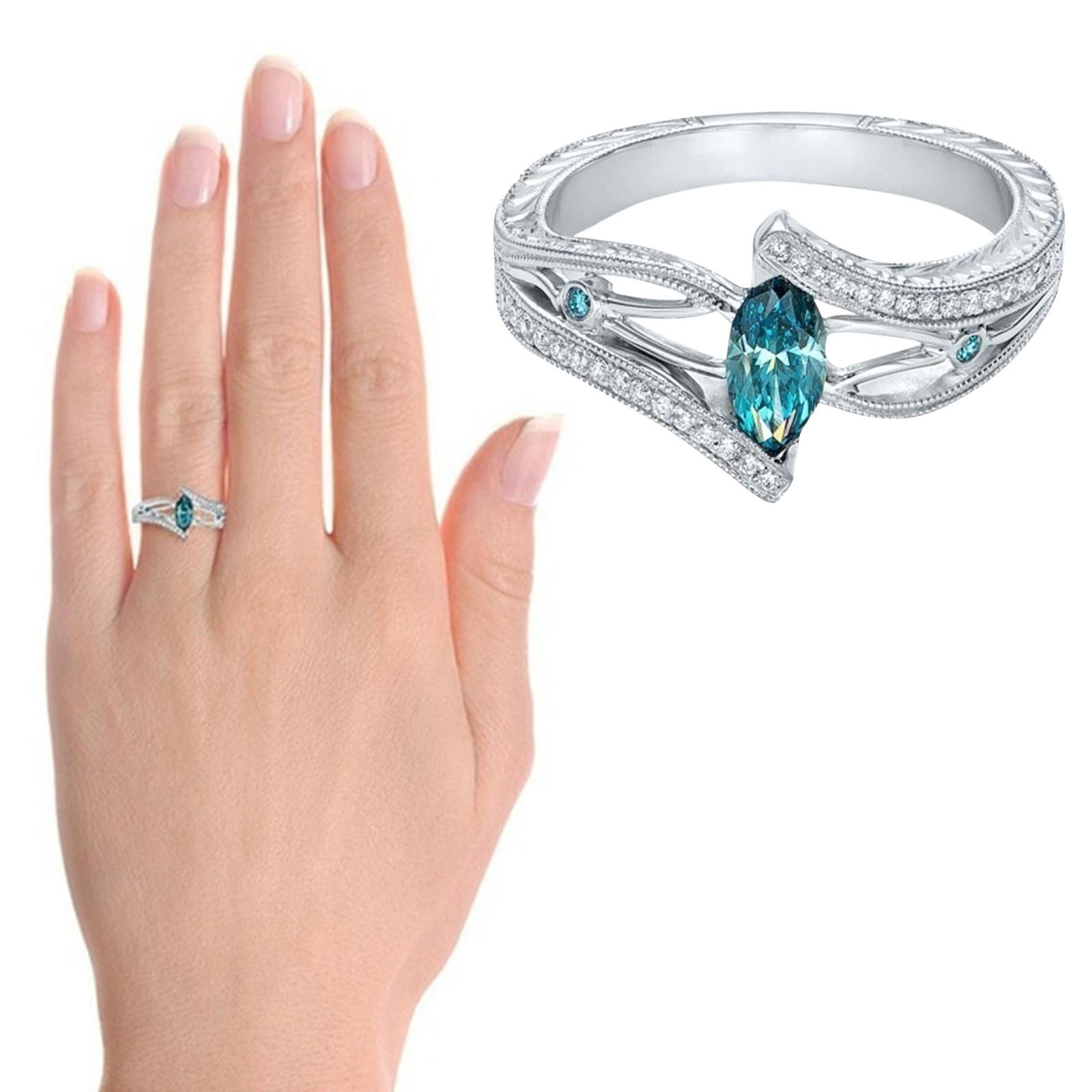 

Новый женский серебряный набор белых свадебных обручальных колец с цветочным принтом