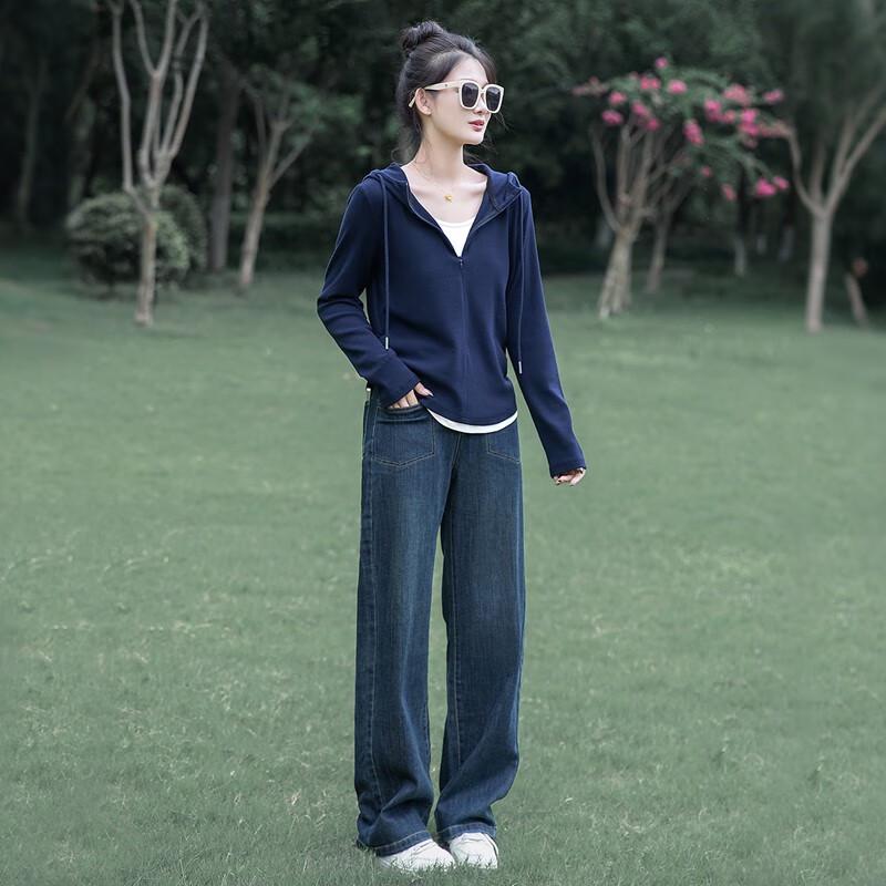 Damen Faux Zweiteiler Colorblock Hoodie