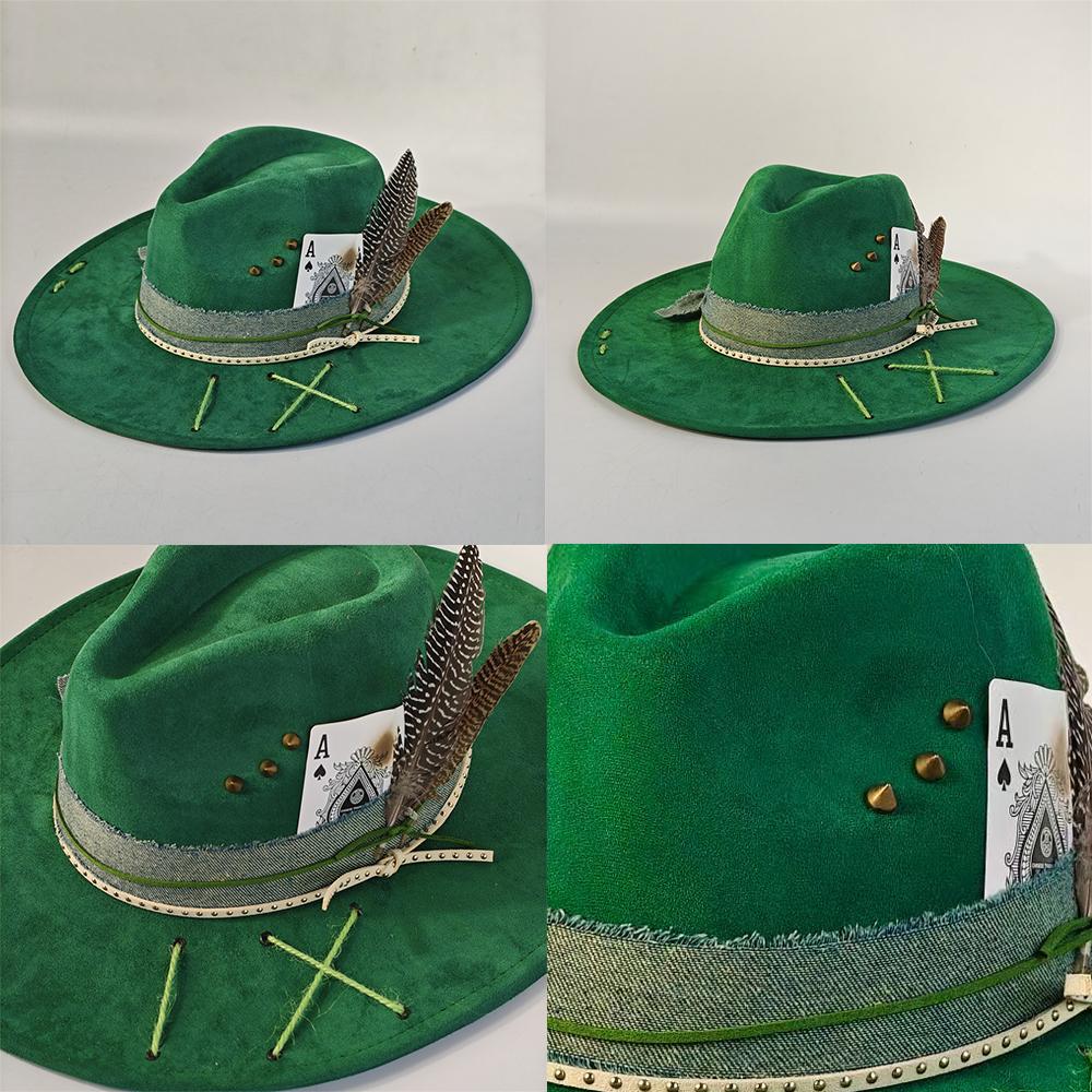 Freedom Outdoors Women's New Wide Brim Suede Fedora Hat Mens Felt Panama Hats Gentlemen's Hats Party Hats Feather Accessories Handmade Wholesale 56-58Cm