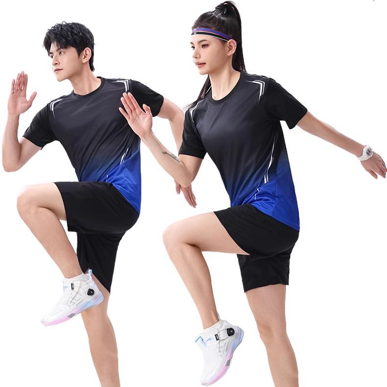 Unisex Quick-Dry Sports Suit: Breathable Short-Sleeve Set for Runners with Customizable Team Numbers