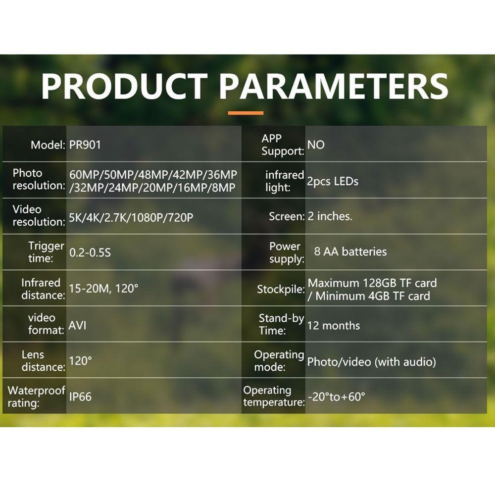 120° Wide-Angle Outdoor Infrared Trail Camera 60MP Wildlife Tracker Camera  Game Monitoring