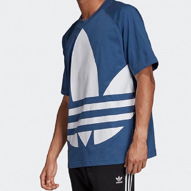 Adidas Originals Trefoil Big Logo Print Short Sleeve T-Shirt Men Tops Blue FM9902
