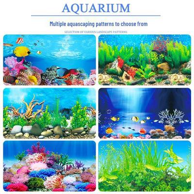 Papel de Fondo para Acuario HD de Doble Cara 3D: Diseño de Paisaje para Acuario