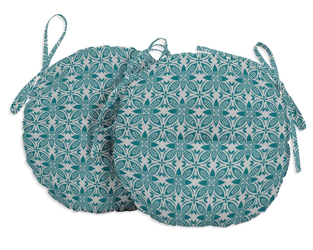 Vargottam Indoor Outdoor Round Bistro Chair Cushions Block Print 15-Inch Bistro Chair Pads Waterproof Seat Chair Cushion For Home