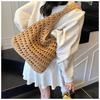 Large Capacity Shoulder Straw Bag New Hollow Tote Hand Straw Bag Woven Bag Seaside Vacation Beach Bag