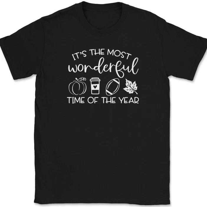 

Fall Its The Most Wonderful Time of The Year T-Shirt Funny Leaves Tee 2XL