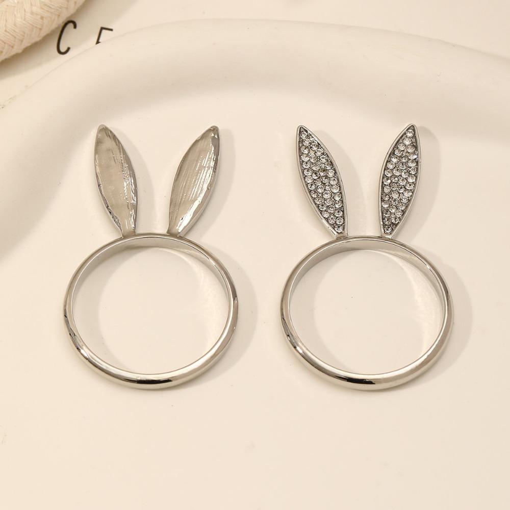 6 Piece Zinc Zinc Alloy Bunny Ear Napkin Holder 3 D Ear Napkin Buckle Creative Decorative Napkin Ring  Banquet