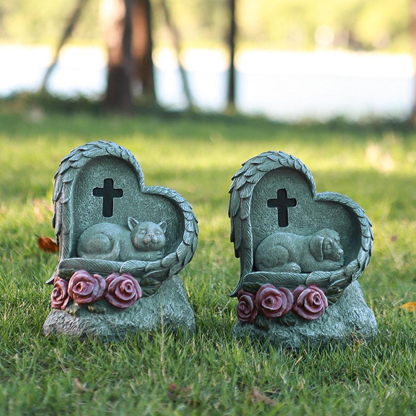 Small Animal Monumen Yard Decoration Compact Memorial Gifts Waterproof Outside Loss of Pet Gift Sola Powered Pet Grave Marker
