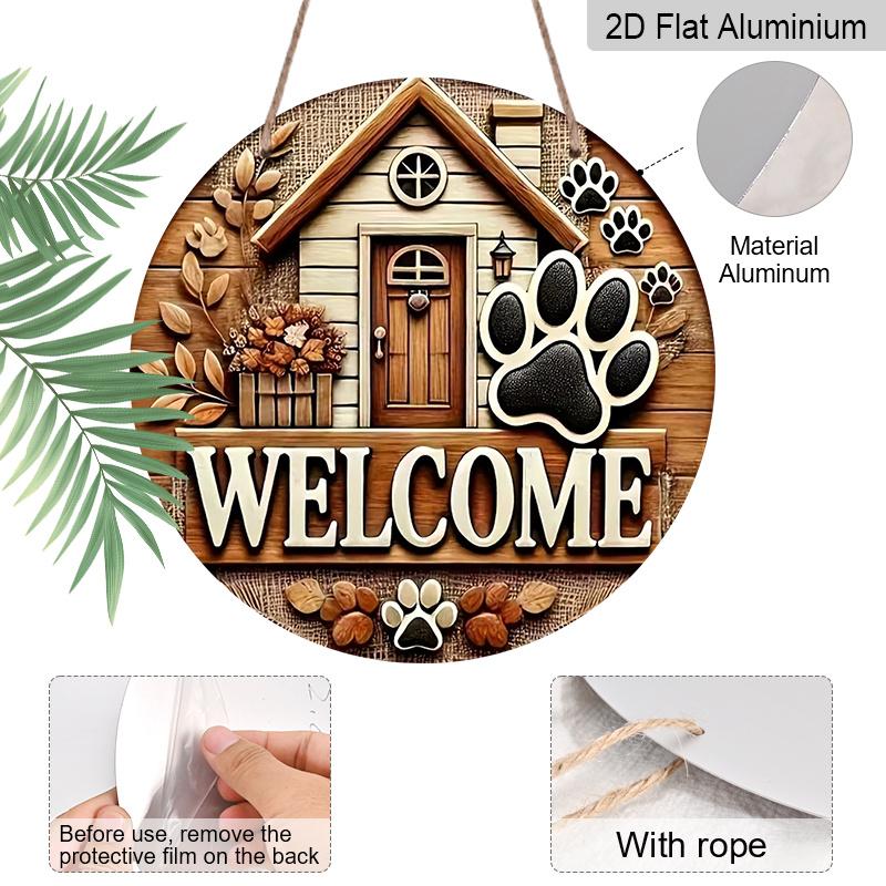 2D Flach 1 Stück Aluminium Dekorationsartikel Pfotenabdruck-Stil Wandbehang 7,87 Zoll × 7,87 Zoll Ideal für Gärten, Bauernhäuser, Straßen, Geschäfte, Bars