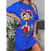 Fun Animal Colorful Patterns Women Mini Dresses Summer Short Sleeve Printed Plus Size Casual Comfortable Soft Dress