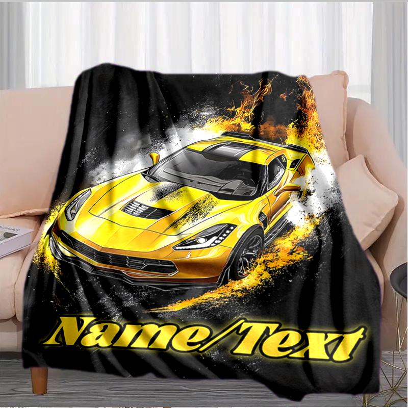 1PC Custom Name Car Design" Outdooor Flannel Blankets Throw Blanket All-Season Throw Gift Bedspread for Couch, Bed, Camping Holiday Birthday Gift