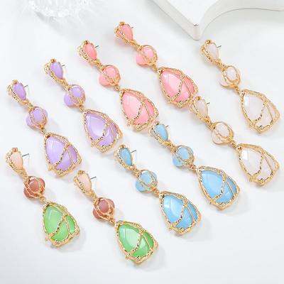 Pinkdudu Spring Bohemian Style Exaggerated  Drop Earrings New European  American Alloy Multi-layer Resin Earrings PD2174
