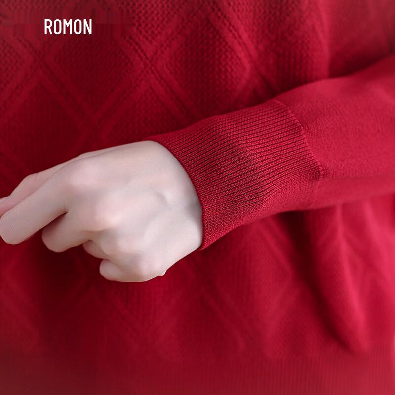 Rommon Women's Diamond Pattern Lapel Knit T-Shirt