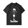 Men's 100% Cotton Crew Neck Short Sleeve T-Shirt, Stylish Darth Father Silhouette Print Casual Tee, Comfortable Lightweight Daily Wear Top for Adult M