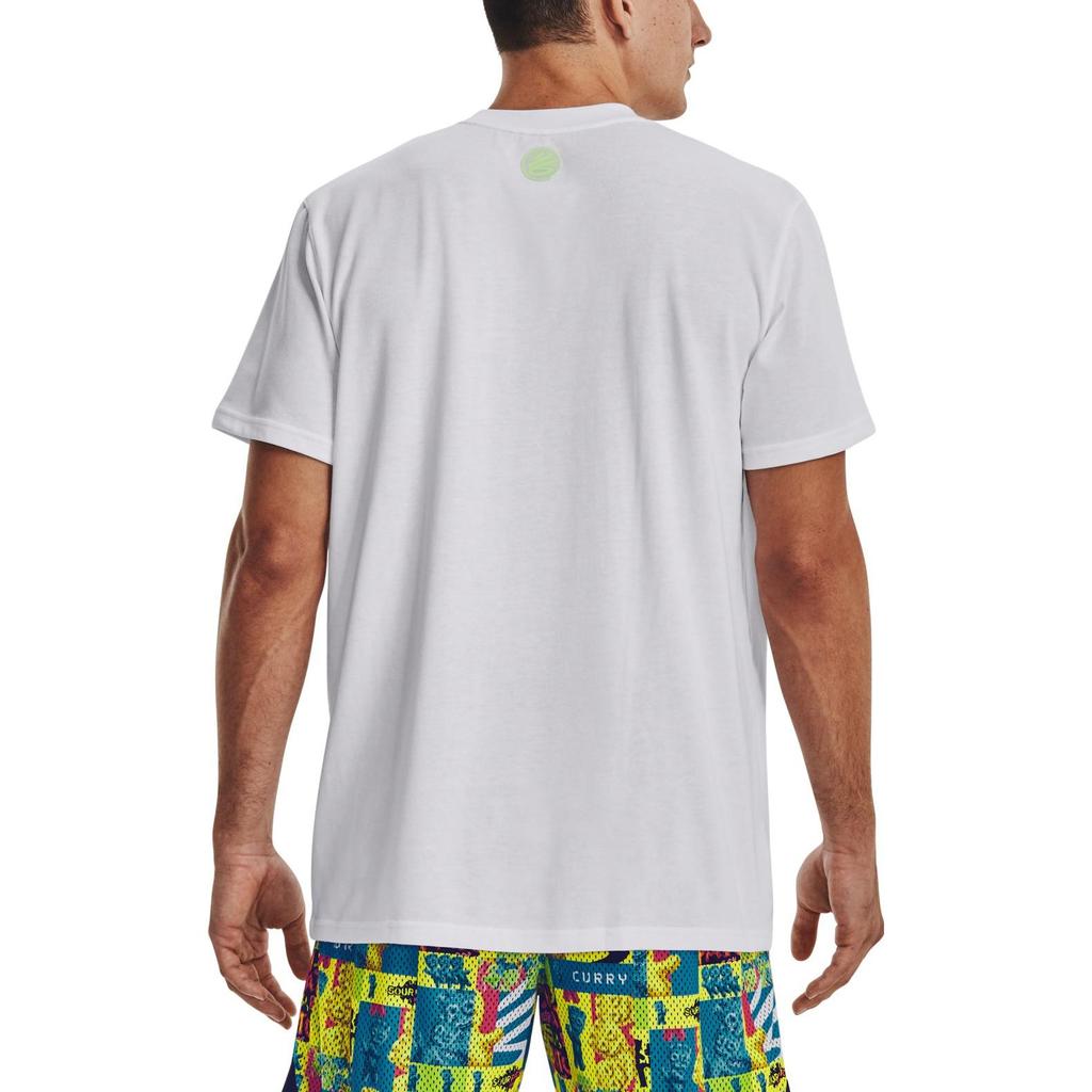 Under Armour Cartoon Pattern Printed Crew Neck Pullover American Vintage T-Shirt Men Tops White 1374213-100