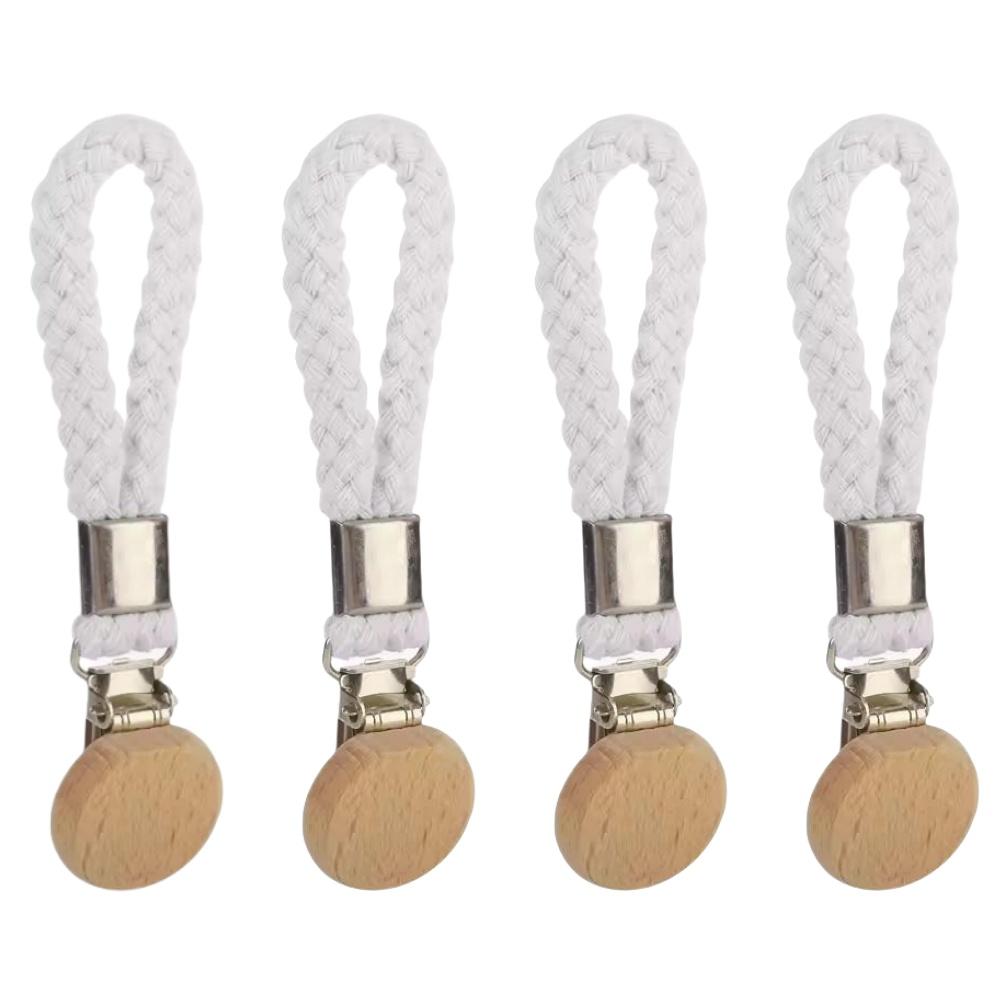 1-8PCS Towel Hanging Clips Woven Cotton Rope Bathroom Wood Round Head Metal Hanging Clips For Home Towel Clothes Storage Hook
