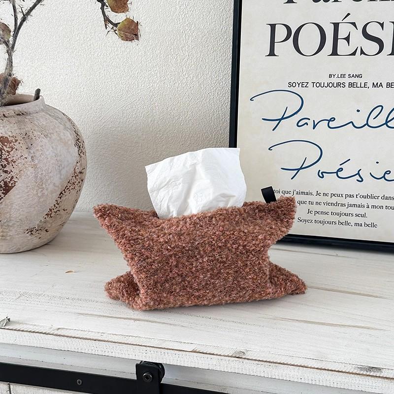 Nordischer Stil Wolle Gestrickt Taschentuchbox Auto Innenraum Dekoration Heimdeko Milchweiß Stoff Taschentuchhalter Hängende Tasche