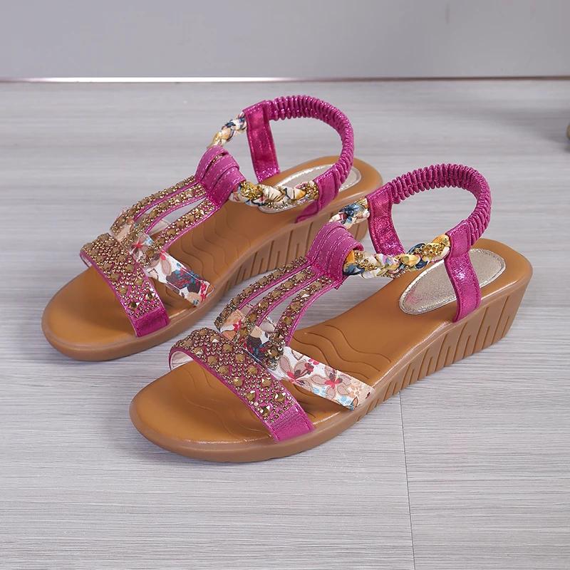 Fashion Women Wedge Sandals Summer Shoes Women Bohemia Comfortable Casual Platform Sandals Anti-slip Peep Toe Outdoor Beach Ladies Shoes