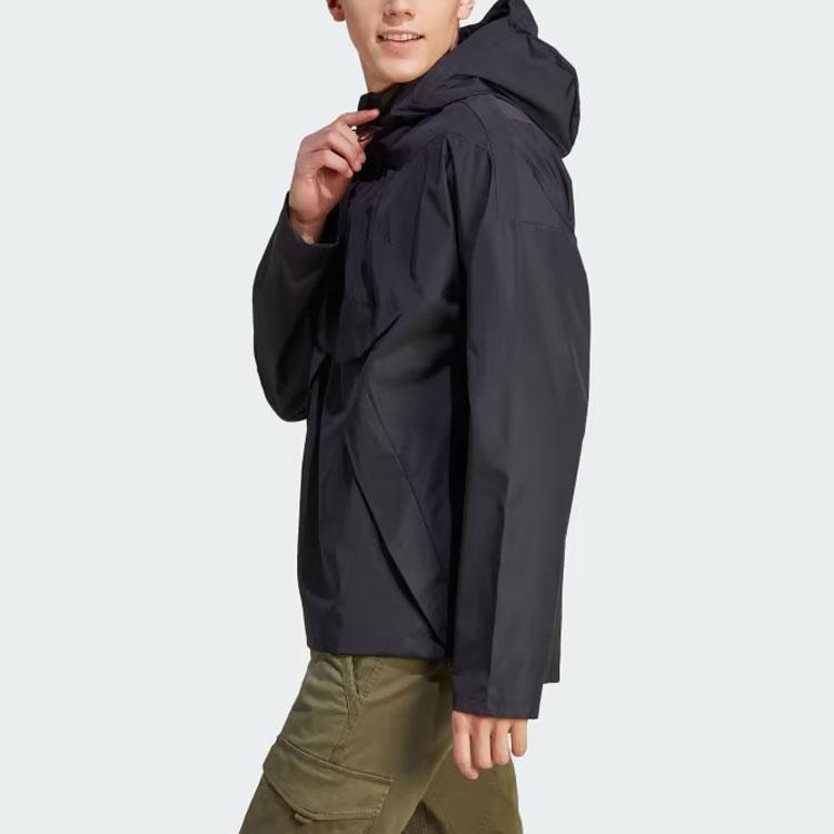 Adidas City Escape Windbreaker Solid Color Long Sleeve Hooded Jacket Men Jacket Black IA3086