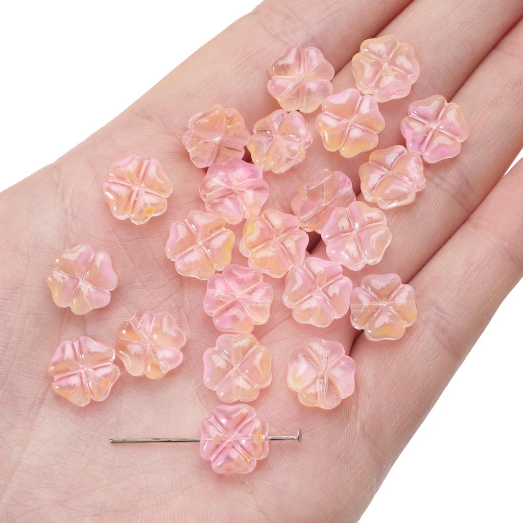 20 adet/torba 10mm cam çiçek boncuk Charm ara parça boncuk küpe kolye DIY takı yapımı
