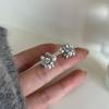 Elegant French Retro Zircon Pearl Flower Stud Earrings - Light Luxury Fashion Ornaments