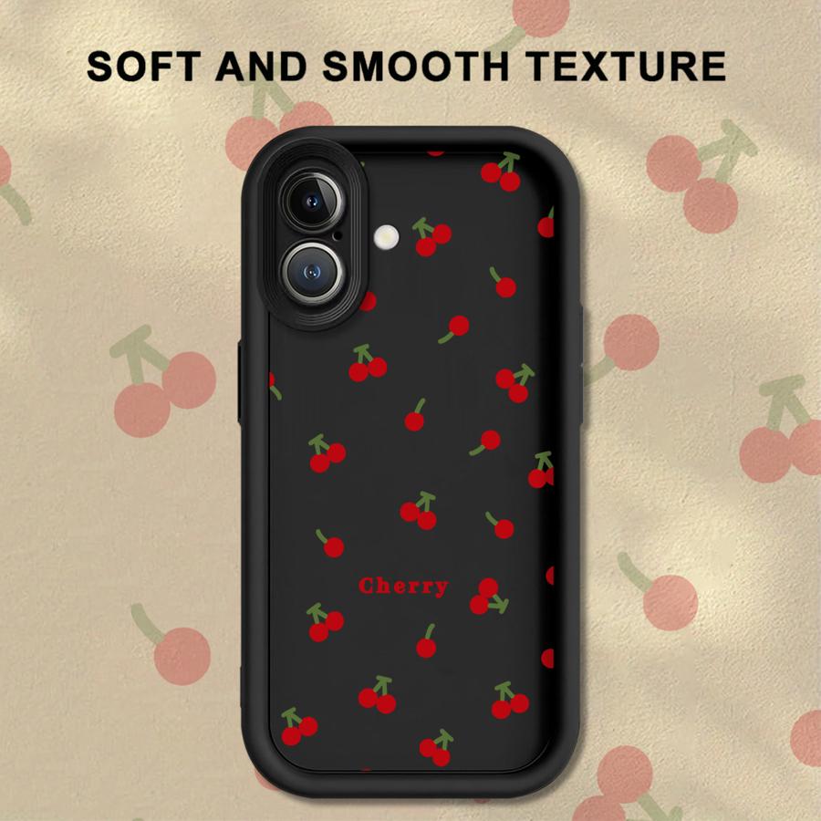 Case for iPhone 17 Pro Max Air 13 16 15 Plus 17e 11 14 12 Pro Phone Cover Cute Cartoon Cherry Lichee Pattern