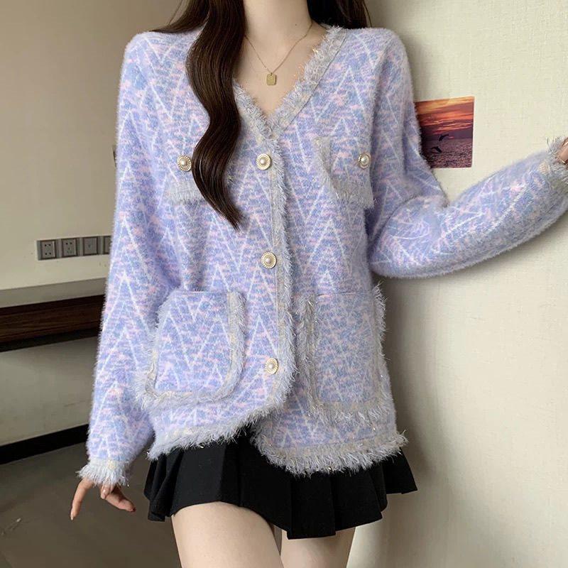 Xiangfeng Faux Mink Knit Tassel Cardigan - Autumn/Winter Fashion