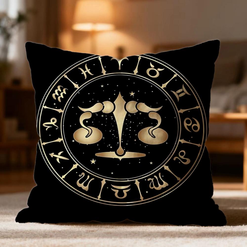 TTwelve Constellations Cushion Cover Soft Washable Pillow Case Multi-Scene for Couch Bed Travel Office Use