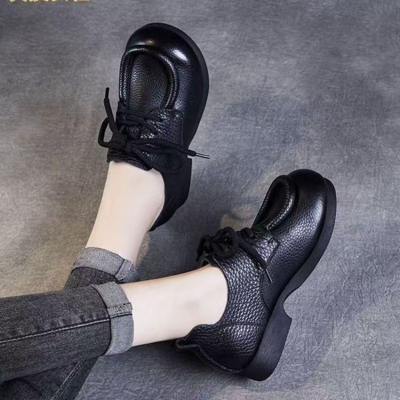 Spring Autumn Women s Muffin Soles Deep Mouthed Mid Heel Low Top Shoes with Cross Tie Round Rubber Thick Soles Casual Shoes 40 2716₽