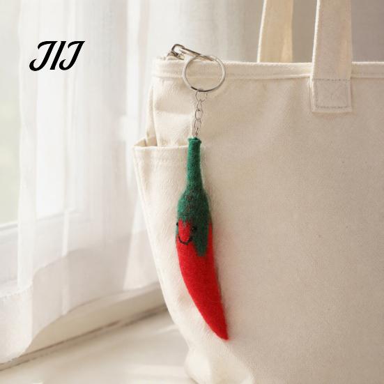 Plstěný klíčenka Kreslená zelenina ovoce Klíčenka, Česnek Perla Mangostana Kukuřice Lilek Klíčenka Paprika Přívěsek, Ručně vyráběná klíčenka Batoh
