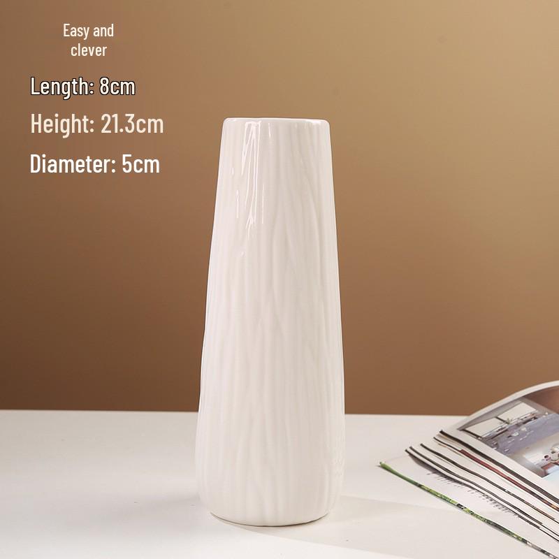 Retro White Ceramic Flower Vase – Creative Ornament for Living Room or Dining Table, Perfect for Hydroponic and Fresh Flowers with a High-End Feel.