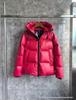 Hochwertige Daunen-Kapuzen-Pufferjacke, Rot & Schwarz, Unisex, Modisch & Locker geschnitten