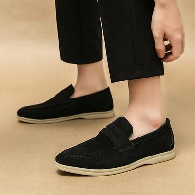 2024 Spring British Style Suede Men Casual Shoe Breathable Comfort Slip-on Mens Wedding Shoes Lightweight Slip-on Men Lazy Shoes