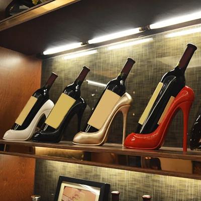 New High Heel Shoe Wine Bottle Holder Stylish Wine Rack Gift Basket Accessories for Home Red Shoe Wine Rack Creative Bottle Hol