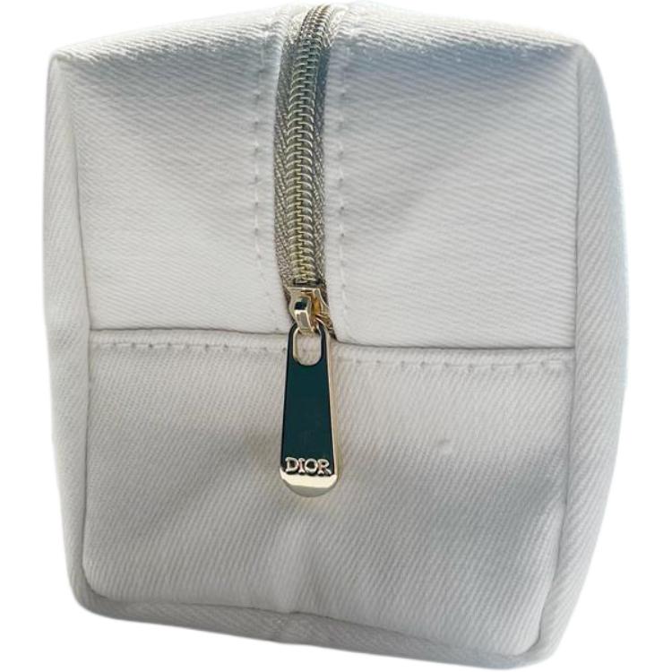 Dior Tissu en Denim Imprimé Classique Moderne Minimaliste Sacs à Maquillage Blancs Portables 18*9*11cm