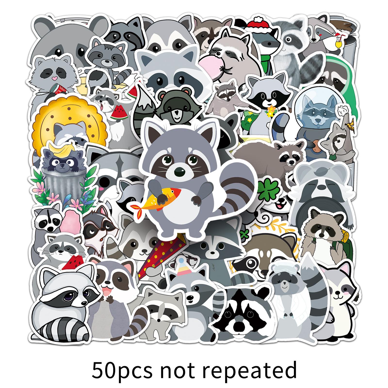 50pcs Waterproof Little Raccoon Graffiti Cartoon Animal Stickers for Kids DIY Skateboards & Luggage