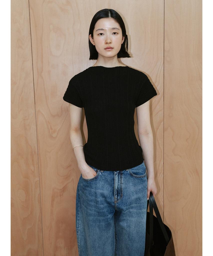 Diaepeocheo Ohu Pleated Knit Top Black (Ta6451A125)